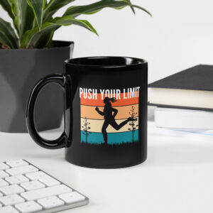 Schwarze glänzende Tasse “PUSH YOUR LIMIT”