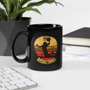 Schwarze glänzende Tasse “BASKETBALL”