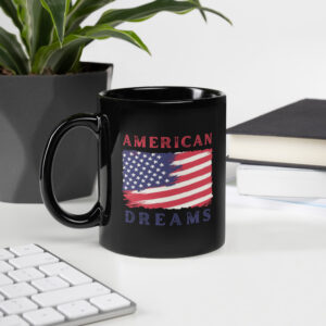 Schwarze glänzende Tasse “American Dream”