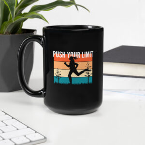 Schwarze glänzende Tasse “PUSH YOUR LIMIT”