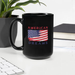 Schwarze glänzende Tasse “American Dream”