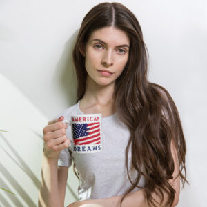 Weiße glänzende Tasse “American Dream”